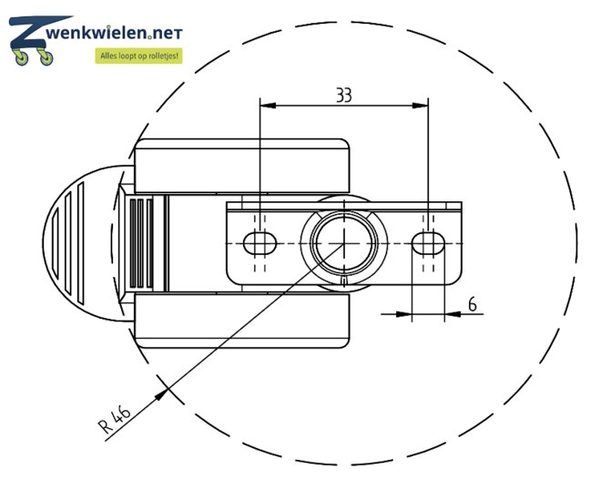 kunststof wiel rem hoek verbinding