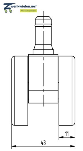 Meubelwiel stift 11 mm