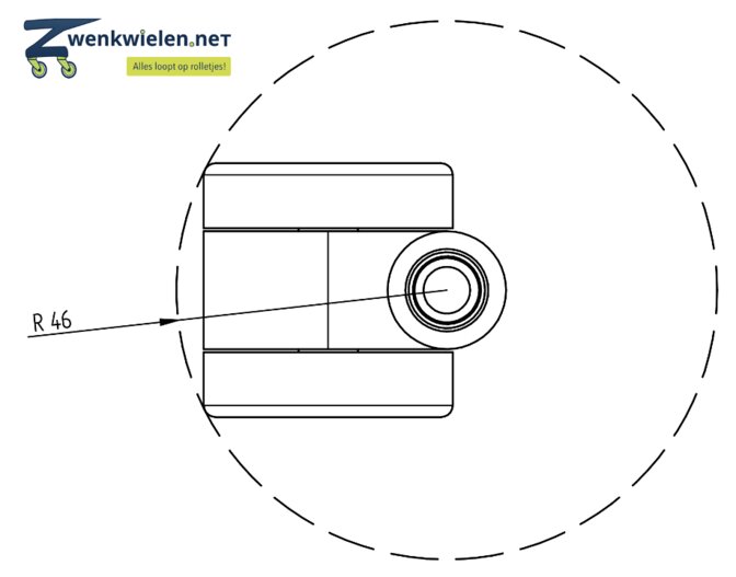 Meubelwiel hard stift 11 mm