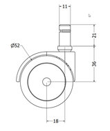 Bureaustoelwiel 11mm