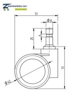 Meubelwiel zacht 8 mm stift