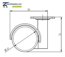 Meubelwiel dubbelrol 40 mm afdekkap