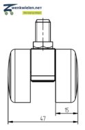 Geremd meubelwiel M10x15 mm